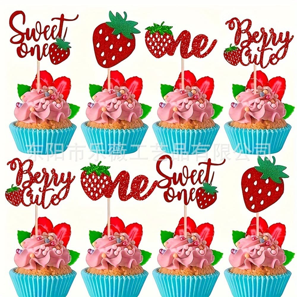 Sweet Strawberry Sweetheart Cake Decoration Baby 1st Birthday Party Decoration Party Decoration Dessert Table Decoration