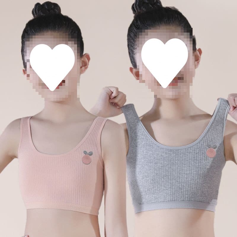 8-16 Years Old Cotton Primary and Secondary School Students Development Stage Camisole Underwear Summer Breathable Girls Wireless Bandeau Double Layer