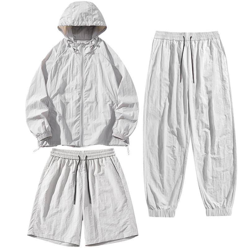 New nine-color solid color three-piece set casual versatile summer sun protection unisex jacket couple thin breathable.