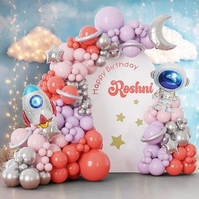 Metal Balloon Set Chrome Gold Silver Blue Purple Balloon Garland Children's Outer Space Party Birthday Graduation Decoration