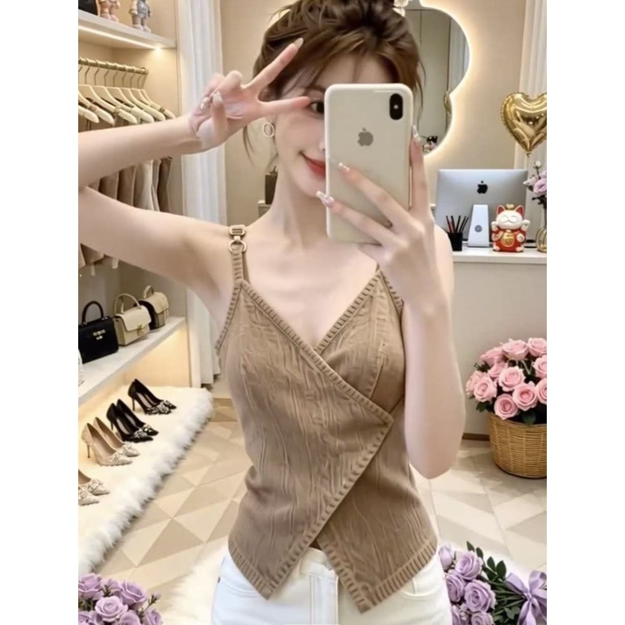 Korean style chic collar denim camisole women's new summer style slimming temperament age-reducing sleeveless top
