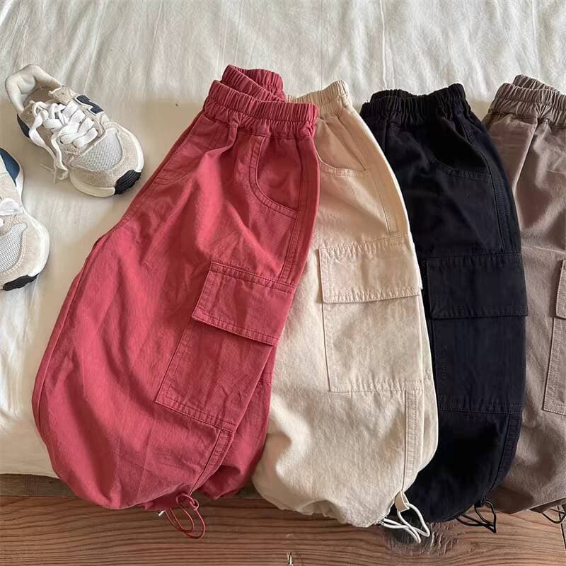 Children's Autumn Casual Pants New Kids Boys Korean Style Cargo Pants Straight Leg Retro Long Pants