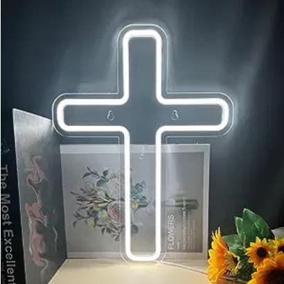 INS Amazon USB Cross Jesus Cross Bedroom Children's Room Decor LED Neon Light