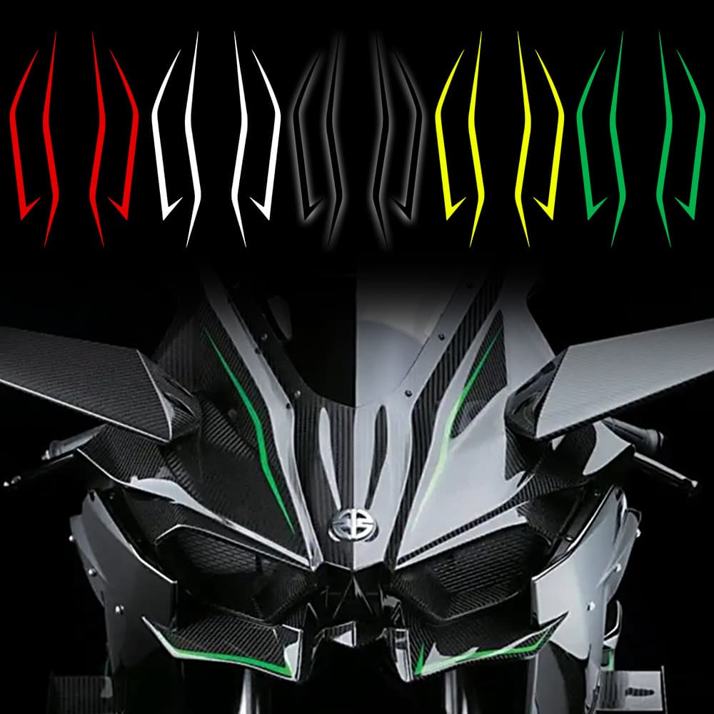Waterproof and UV-resistant decal sticker for Kawasaki motorcycle front fairing, compatible with Ninja NINJA400 H2 H2SX, for customization and decoration