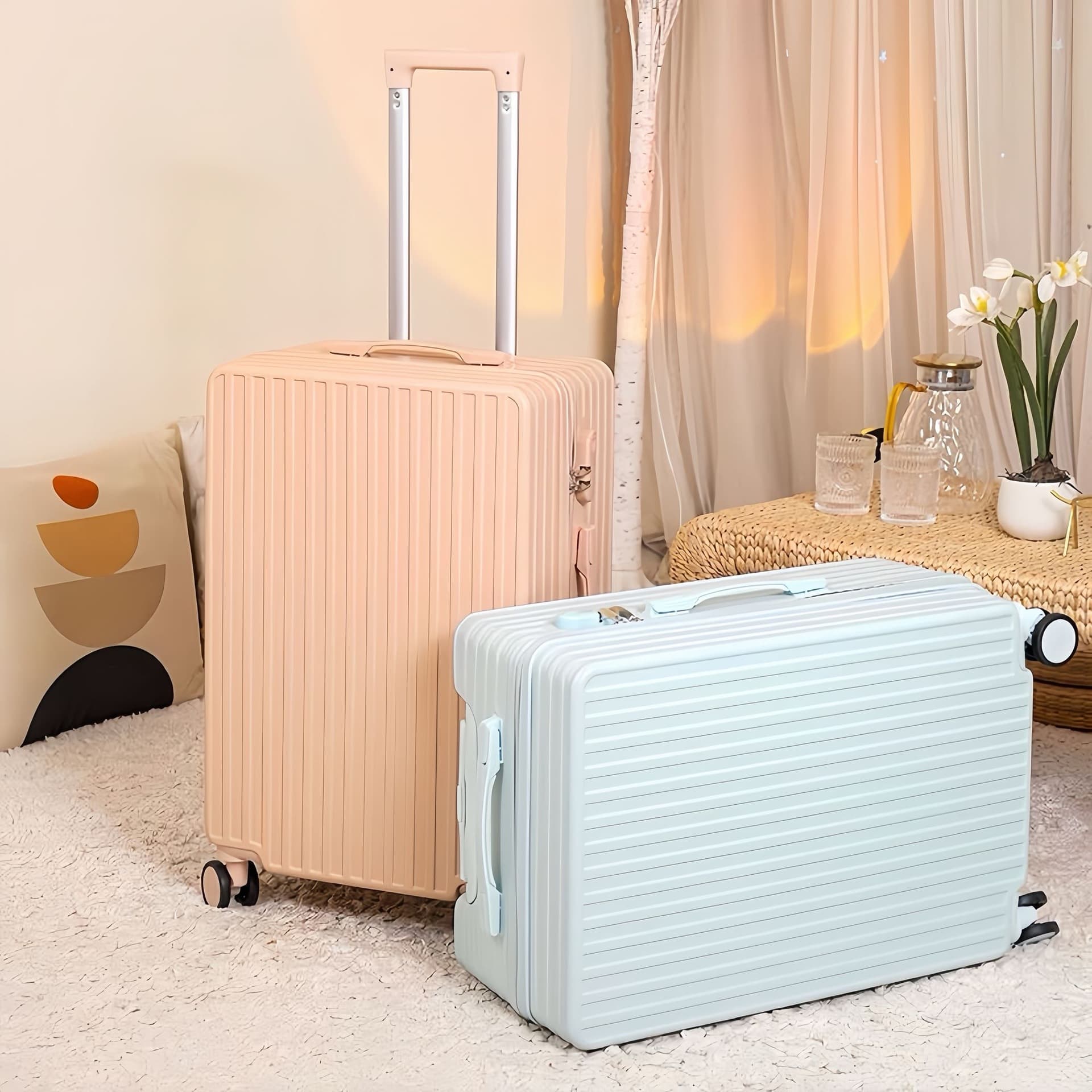 Thickened High-Fashion Luggage Trolley Case, New Style for Male Students, Sturdy and Durable, Can Be Sat On, Password Lock Included