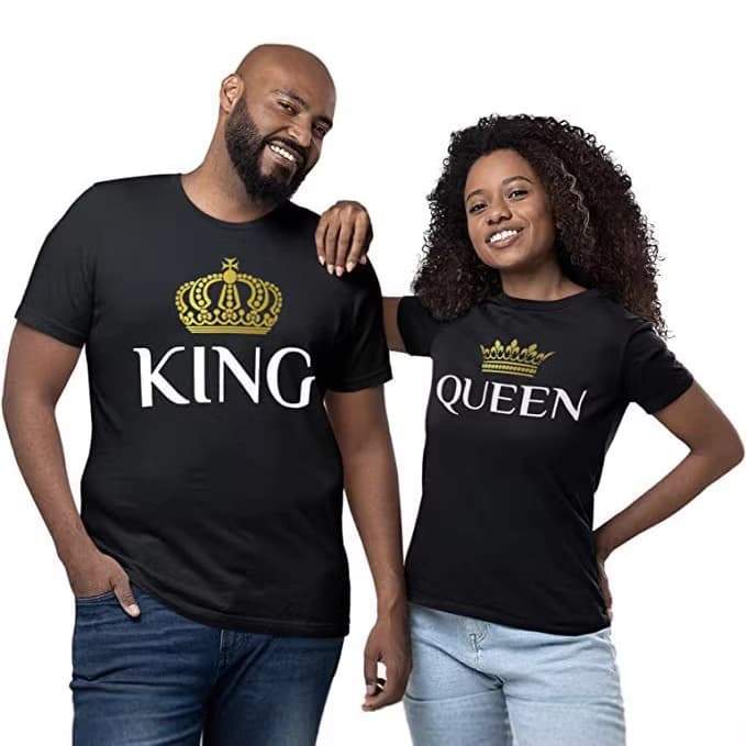 Long-term available Matching Shirts Set for Couple King and Queen Short Sleeve