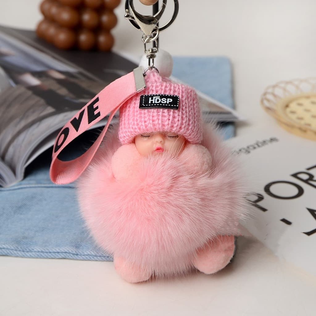 Real fox fur sleep doll pendant doll accessories sleep doll keychain plush pendant bag pendant