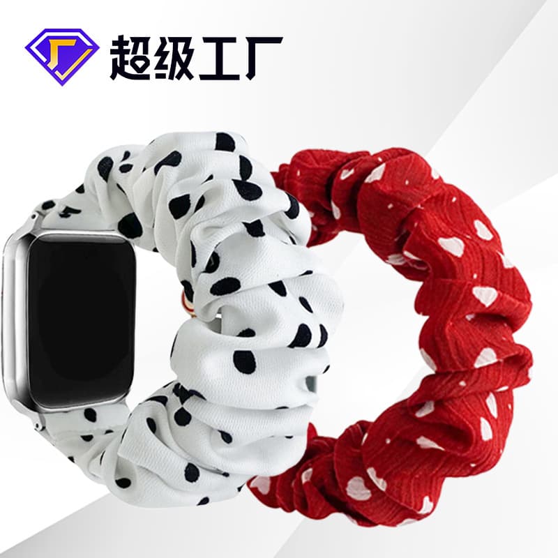 Cross-border in stock polka dot large intestine ring watch strap printing female suitable for apple iwatch watch strap apple hair ring