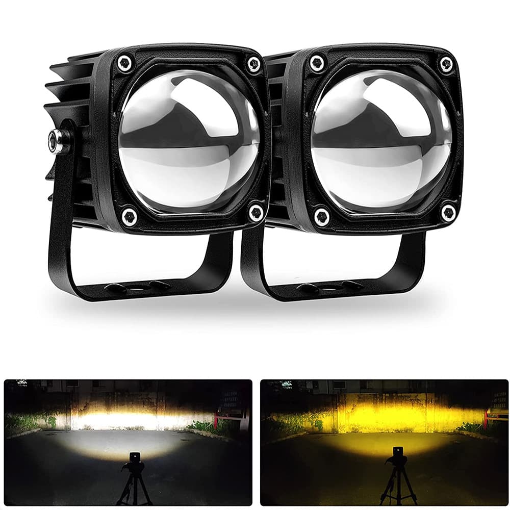 2 Inch 8D LED Square Light Bar for Off-Road Vehicle Roof, Front Bumper Light, Low Beam Fog Light, Yellow/White Light, Long-Range Spot Light