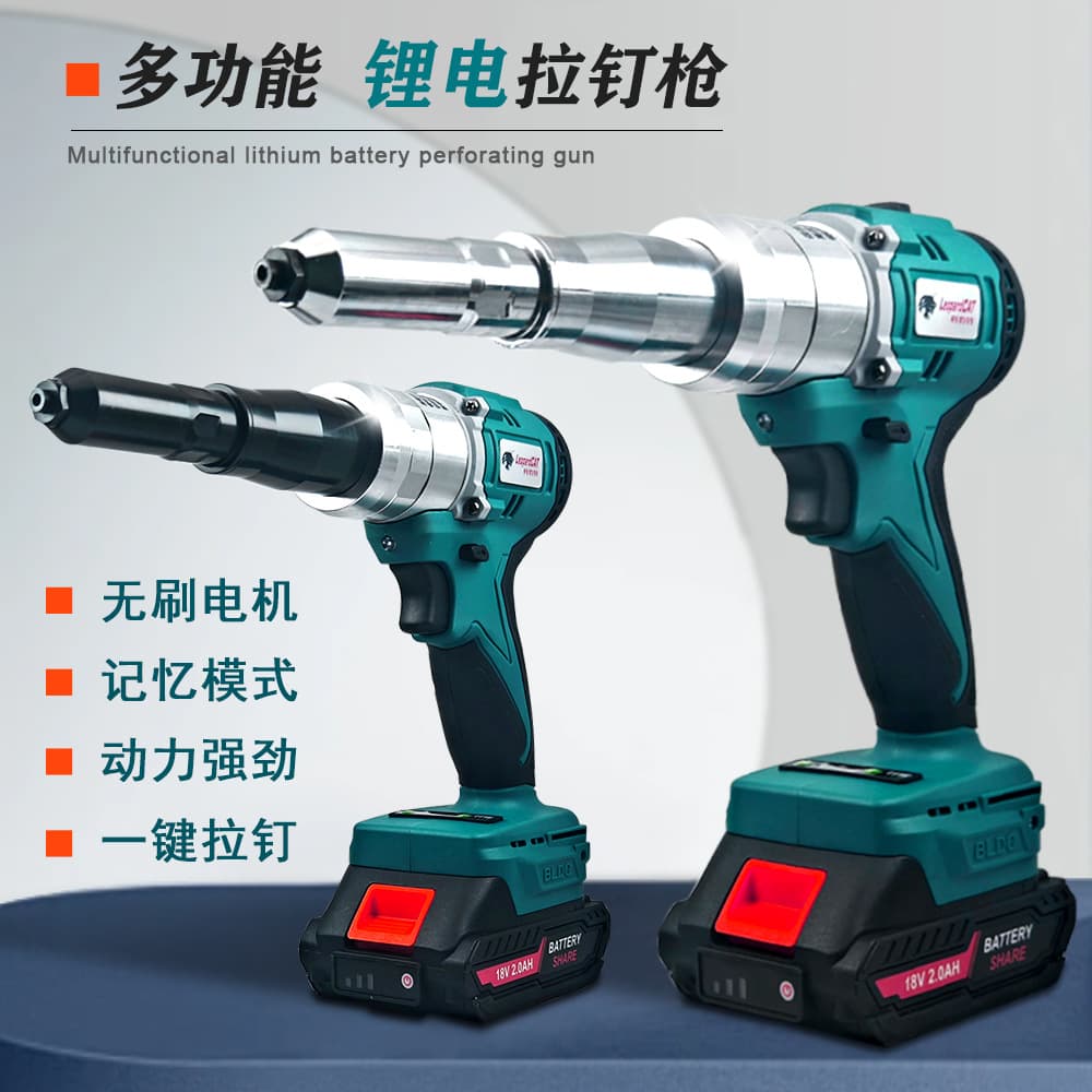 Lithium Battery Automatic Rivet Gun Rechargeable Pull Rivet Gun for Aluminum, Iron, Stainless Steel, Strong Blind Rivet Gun Electric Tool