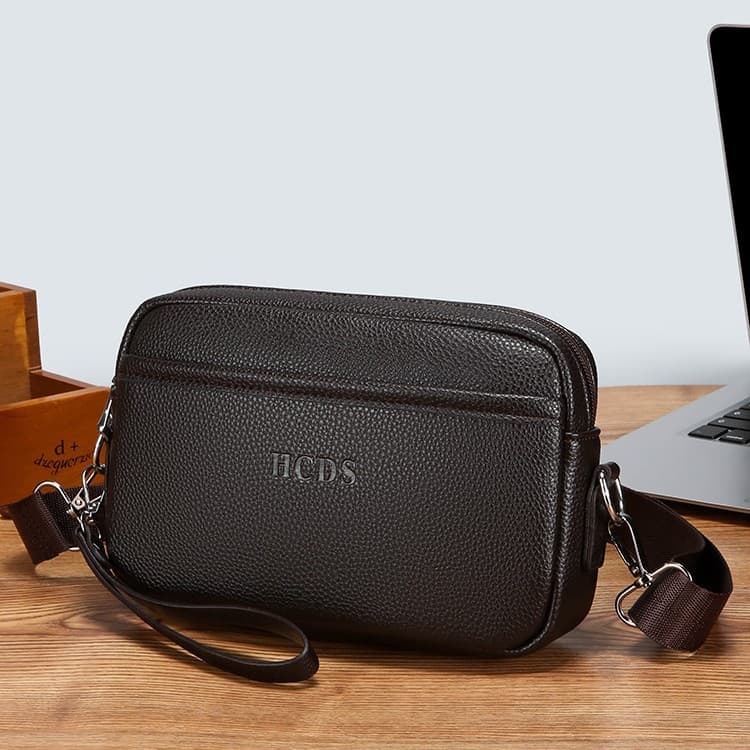 Cross-Border Men's Crossbody Bag, Simple Casual Retro Small Square Bag, Portable Waterproof Storage Bag, Men's Business Shoulder Bag