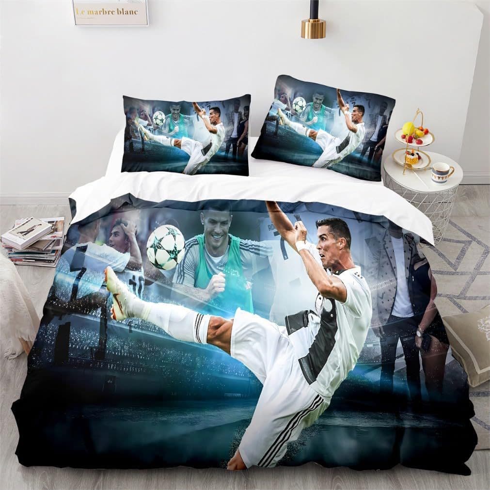 Amazon cross-border football star printed quilt cover pillowcase foreign trade 3D digital printing three-piece set