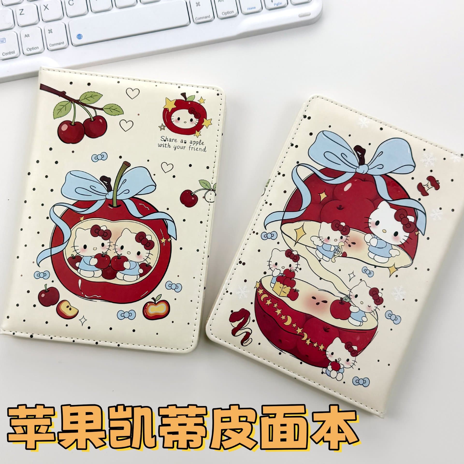 A6 Apple Kitty Soft Cover Notebook Hello Kitty Colorful Drawing Notebook 80 Sheets