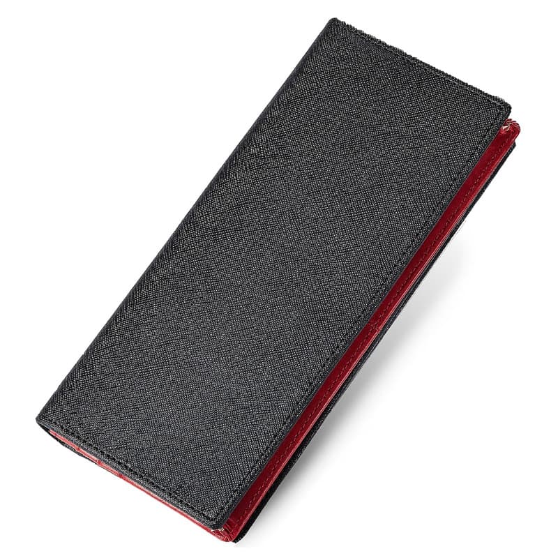 Japanese Style Genuine Leather Fashion Contrast Color Suit Wallet Men's Business Multi Card Slot Bifold Fine Cross Grain Cowhide Long Wallet