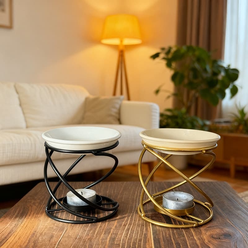 Cross-border creative simple iron candlestick ornaments aromatherapy stove essential oil lamp stove scented wax stove household candle lamp stove shelf