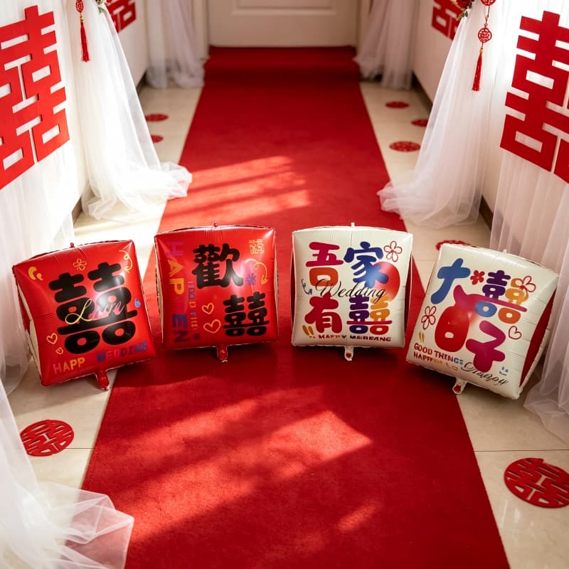 Wedding Room Decoration Xi Character Stack Box Balloon Floor Ornament Marriage Hotel Wedding Room Living Room Bedroom New Room Decoration