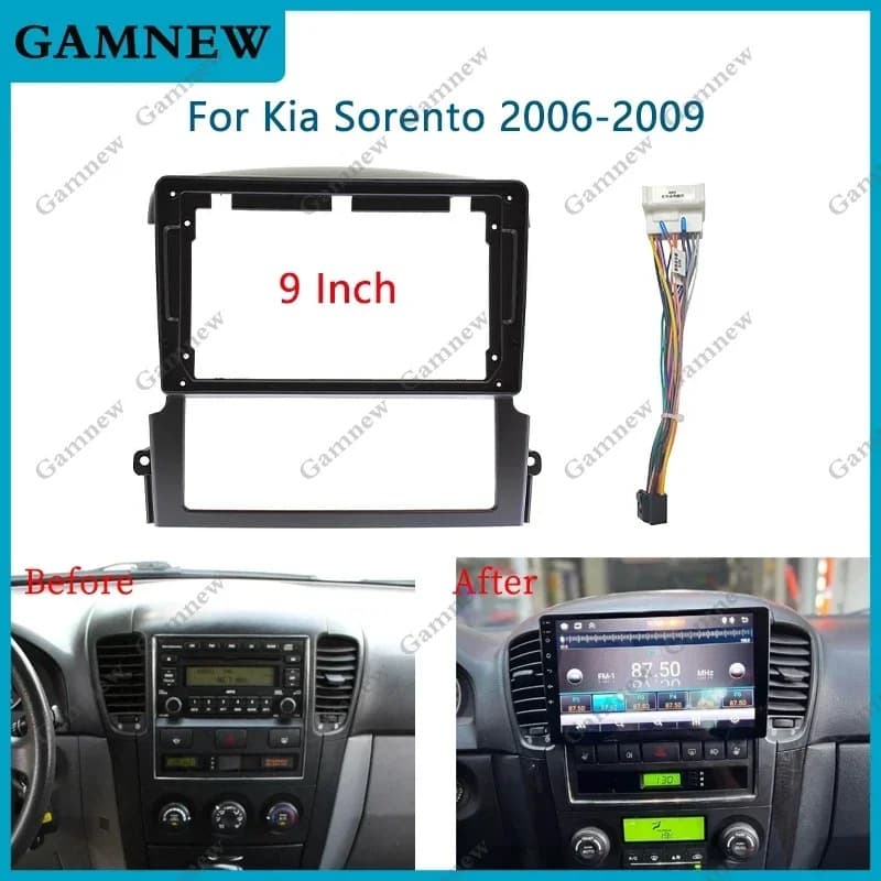 Compatible with 2006-2009 Kia Sorento Dashboard Navigation Frame for Android Large Screen Universal Fit Kit 9 Inch