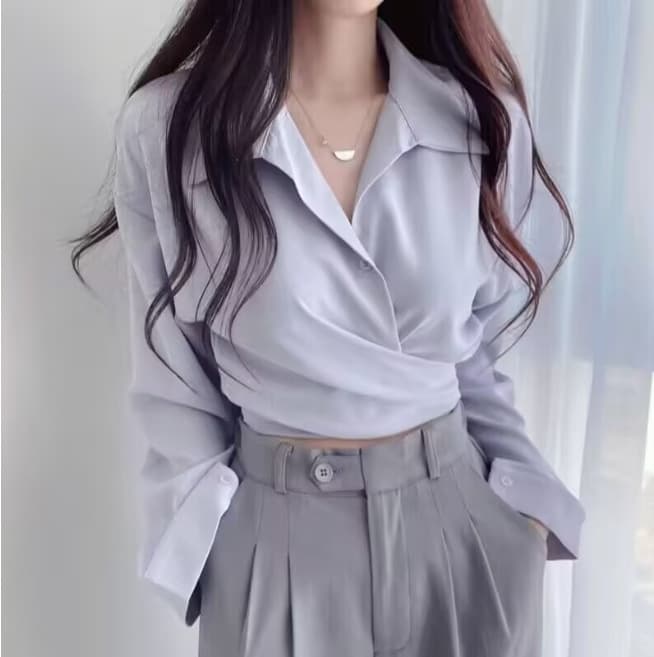 Korean Chic Spring/Fall Retro Youthful Designer Waist-Tied Slimming Single-Breasted Short Shirt