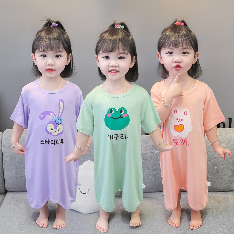 Children's Pajamas Summer Sleep Sack Thin for Girls Ages 1-6, Baby Toddler Sleepwear with Cartoon Patterns