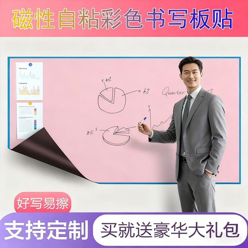 Magnetic Soft Whiteboard Children's Doodle Board Sticker, Office Teaching Training Self-adhesive Plastic Whiteboard Sticker Wholesale