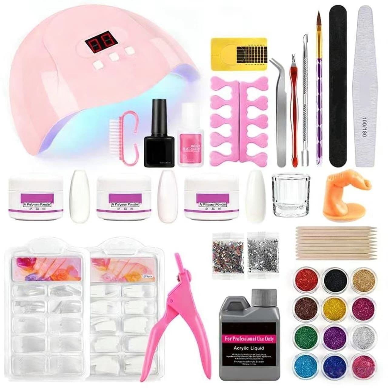 Cross-border store manicure tool set manicure lamp crystal liquid basic set crystal powder nail strip rubbing tool