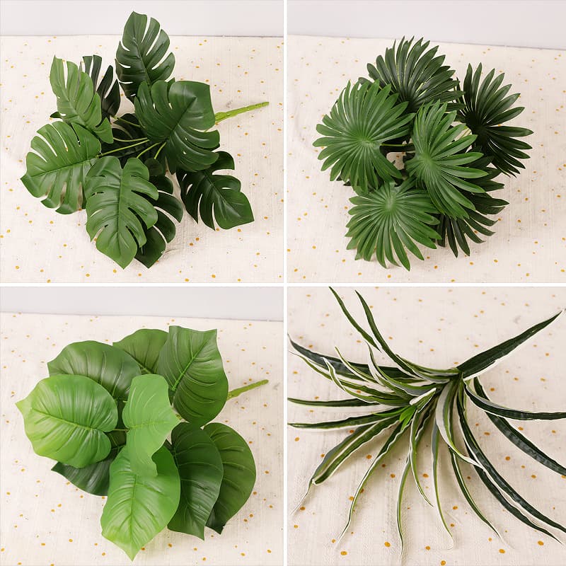 Wholesale Artificial Monstera Leaves Wall Decoration Foliage Background Floral Arrangement Supplies Plastic Fake Monstera Leaves