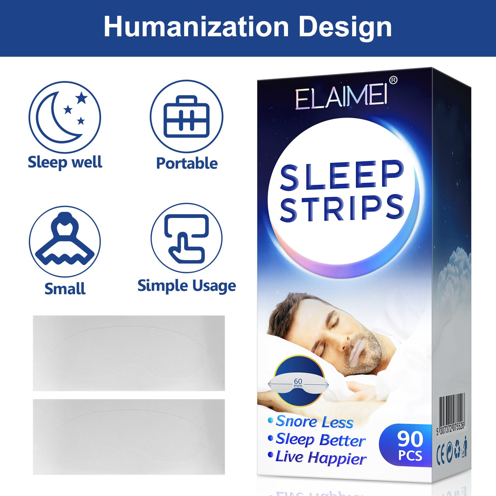 ELAIMEI Closed Comedone Strips, Sleep Strips 90 Pieces