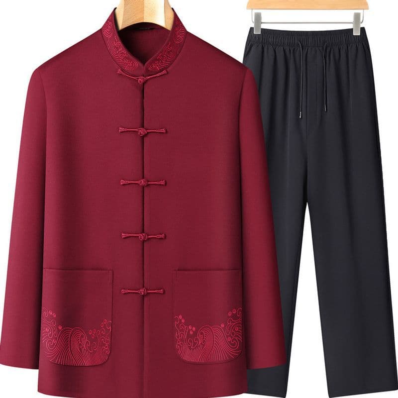 Chinese Style Dad's Zhongshan Suit Elderly Hanfu Set Middle-Aged and Elderly Tang Suit Men's Spring and Autumn Jacket 2025 New
