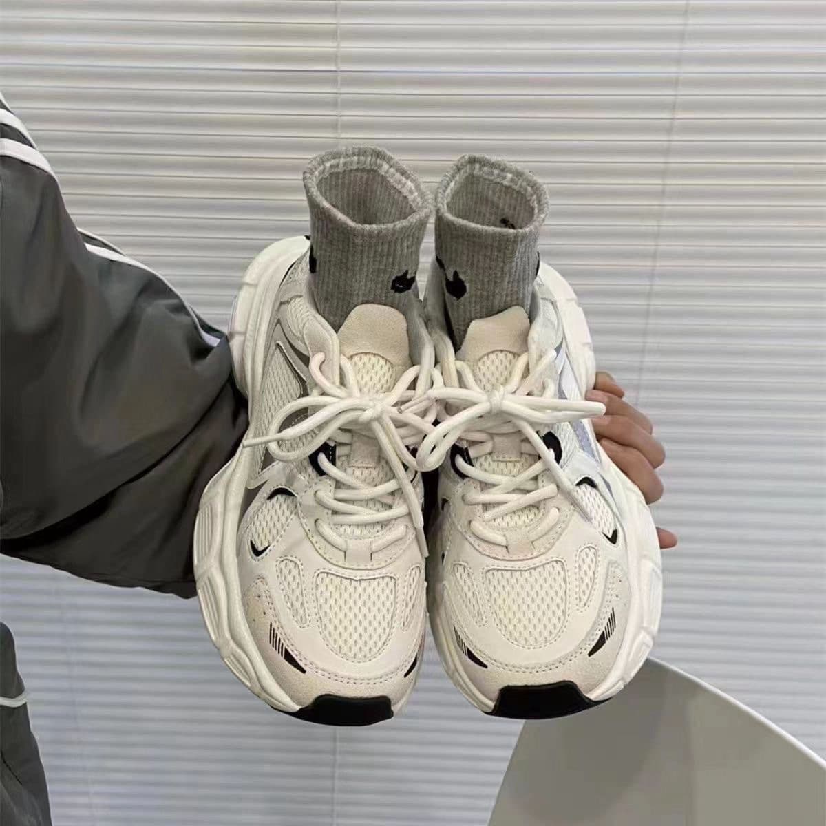Trendy Chunky Dad Sneakers for Women 2025 New White Casual Anti-Slip Sports Shoes Fashion Direct Shipping