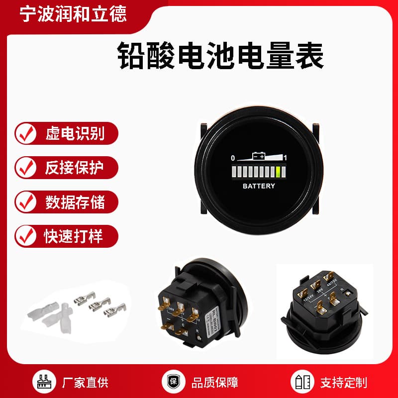Electric Golf Cart Battery Meter, Forklift Lift Embedded Installation Round Battery Display Gauge