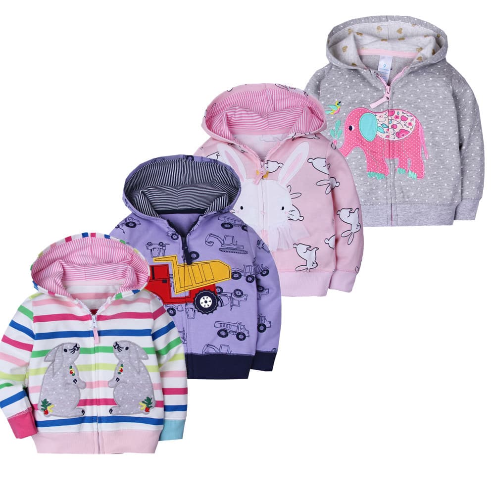 Children's zipper sweatshirt cardigan cartoon embroidered zipper shirt cross-border hooded sportswear baby hooded jacket