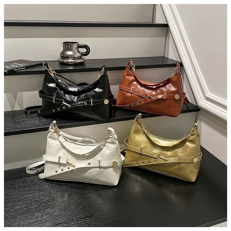 Cross-Border 2025 Niche Women's Bag New Style Pleated Buckle Niche Design Single Shoulder Armpit Bag Commuter Handheld Tote Bag