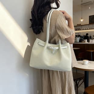 New Casual Women's Shoulder Bag, Solid Color Simple Large Capacity Tote Bag, Women's Bag, High-End Versatile Fashion Handbag