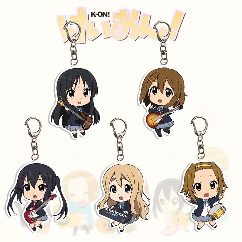 K-On! Chibi Merchandise Acrylic Keychain Featuring Yui Hirasawa, Azusa Nakano, and Mio Akiyama - Cute Character Charm