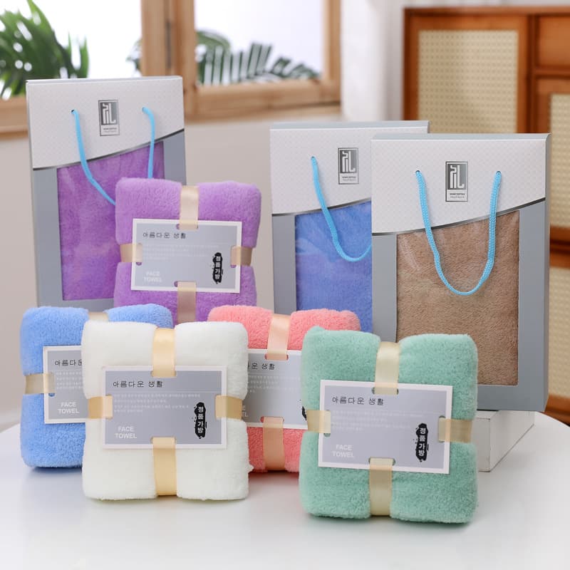 Coral Fleece Souvenir Towel Promotion Wedding Full Moon Return Gift Box Absorbent Face Towel Event Opening Wholesale