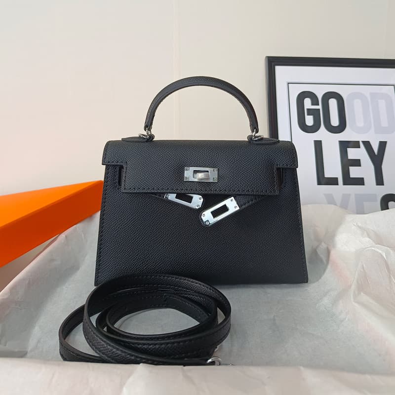 New Genuine Leather Kelly Mini Bag 2nd Gen Palm Grain Cowhide Women's Handbag Premium Shoulder Crossbody Tote