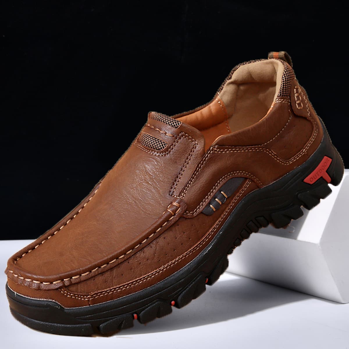 2025 New Export Model Amazon Hot Selling Men's Shoes Large Size Casual Shoes Soft Sole Middle-Aged and Elderly Summer Leather Shoes