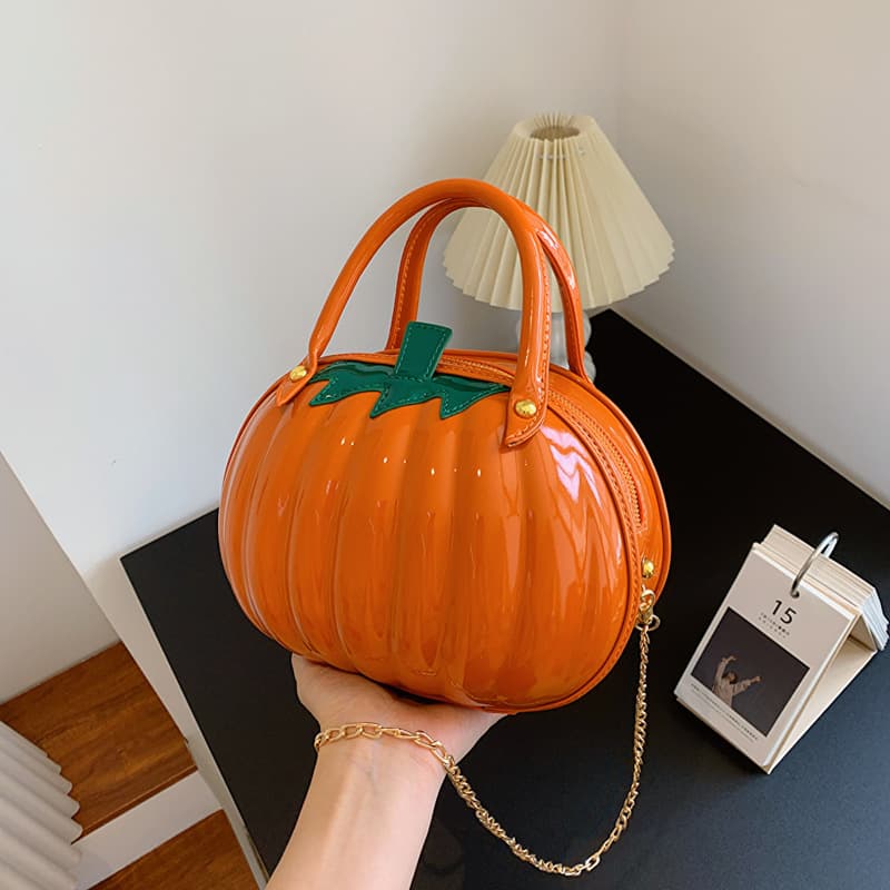 2025 Autumn New Women's Handbag Crossbody Bag PU Leather Pumpkin Shape Bag Creative Bag Fashionable Fresh Style