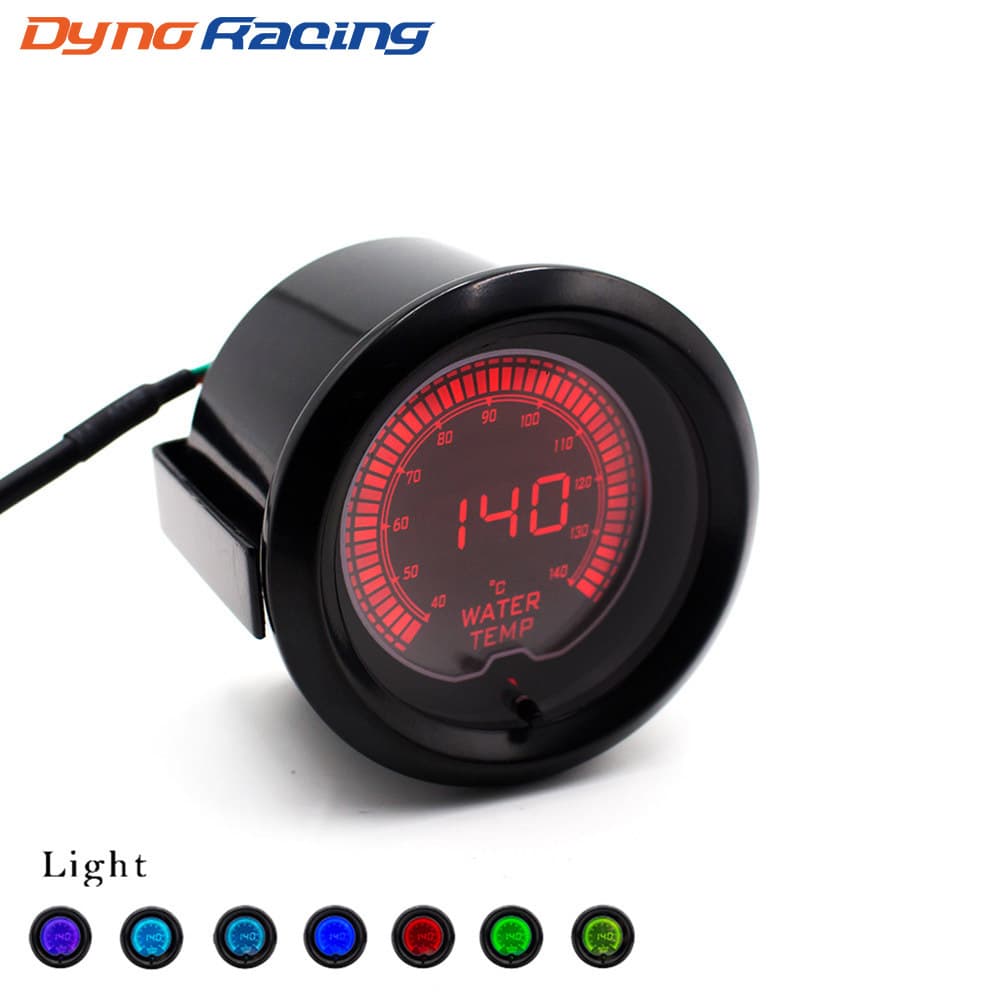 12V Car Modification EVO Digital LCD Water Temperature Gauge 52MM Universal 7 Background Light Colors Racing Gauge