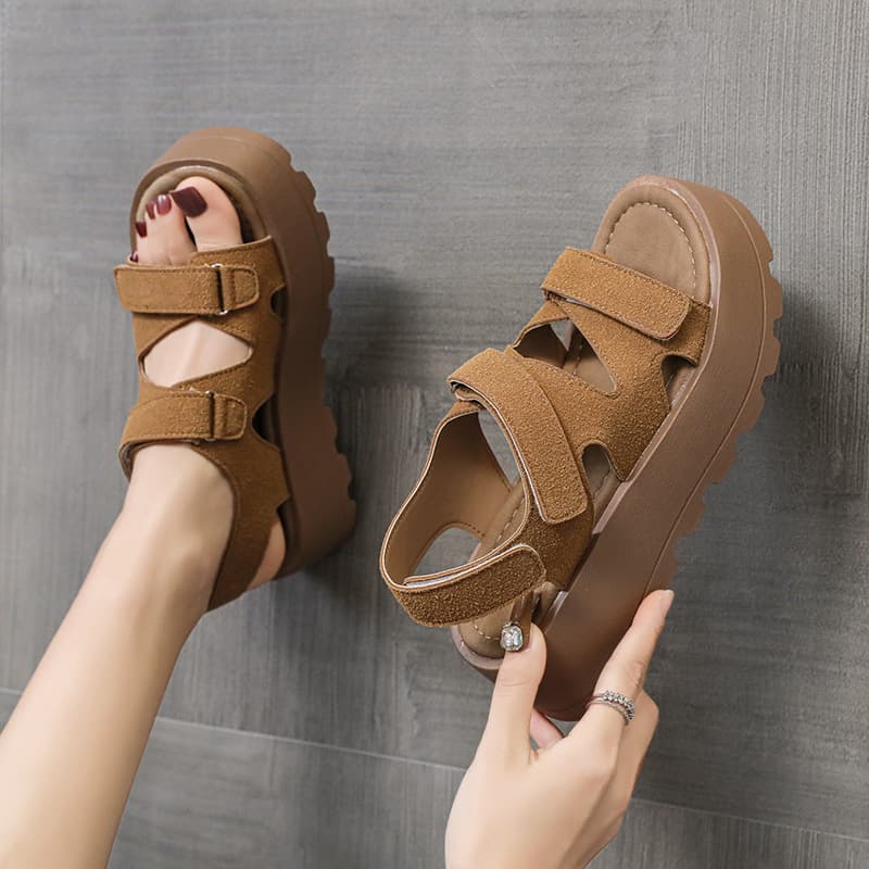 French-Style Elevated Thick-Soled Birkenstock Sandals for Women, Spring Outfit with Dresses, Trendy New Korean Roman Wedge Heels