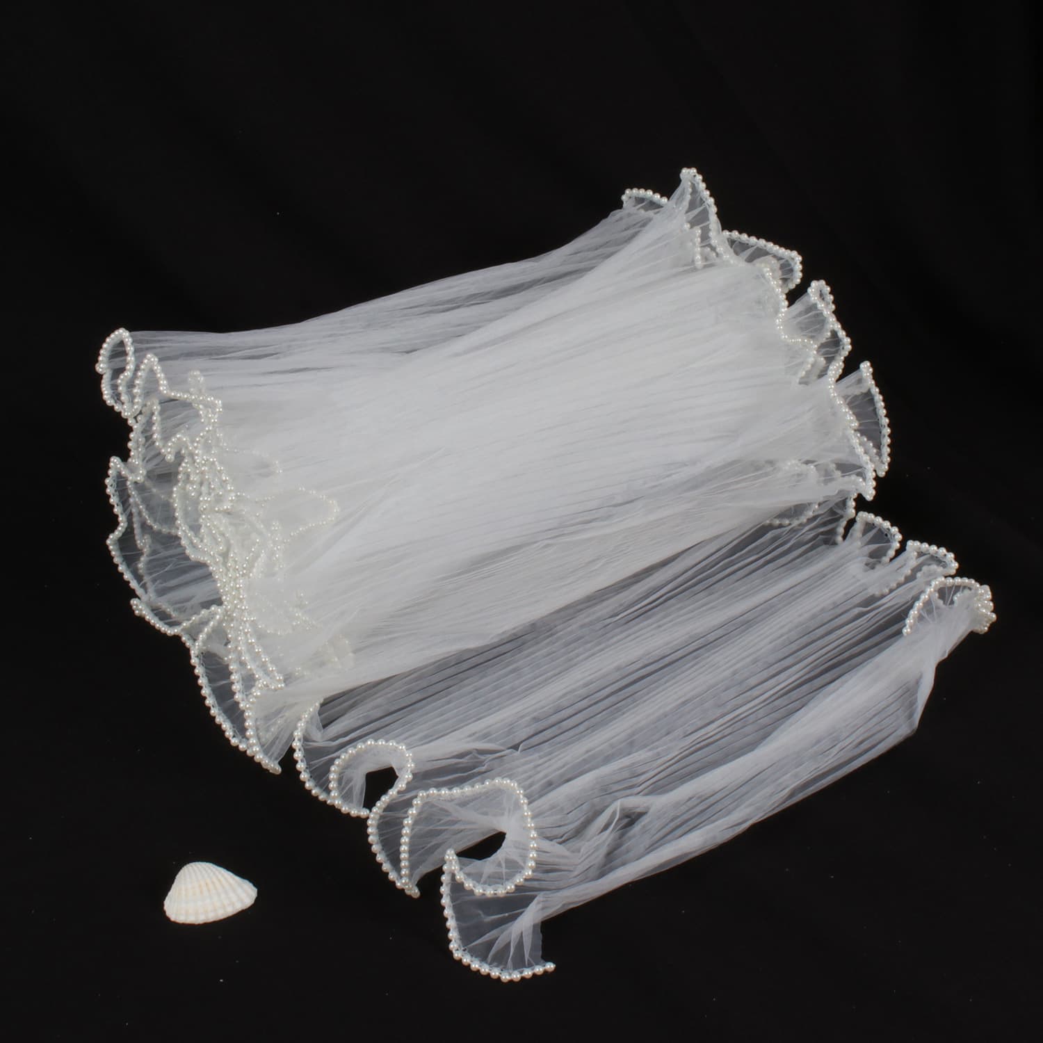 Double-sided Pearl Wave Tulle Flower Shop Supplies Bouquet Wrapping Net Tulle Korean-style Pleated Wave Tulle Fresh Flower Wrapping Material