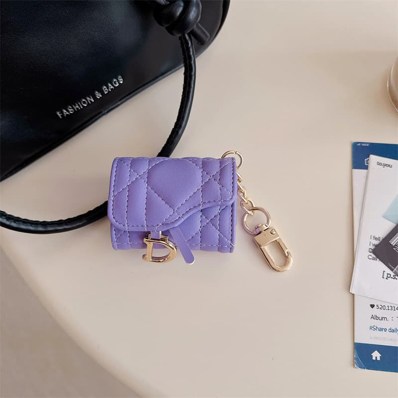 Trendy Saddle Earphone Case Compatible with Various Bluetooth Wireless Earphones New Luxury Diamond Pattern Universal Style