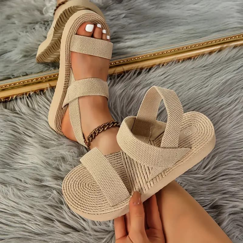 Roman Style EVA Women's Sandals mid Heel round Toe Flat Bottom Outdoor Slippers Summer 2024 INS Women's Sandals Breathable Lightweight Slip-On