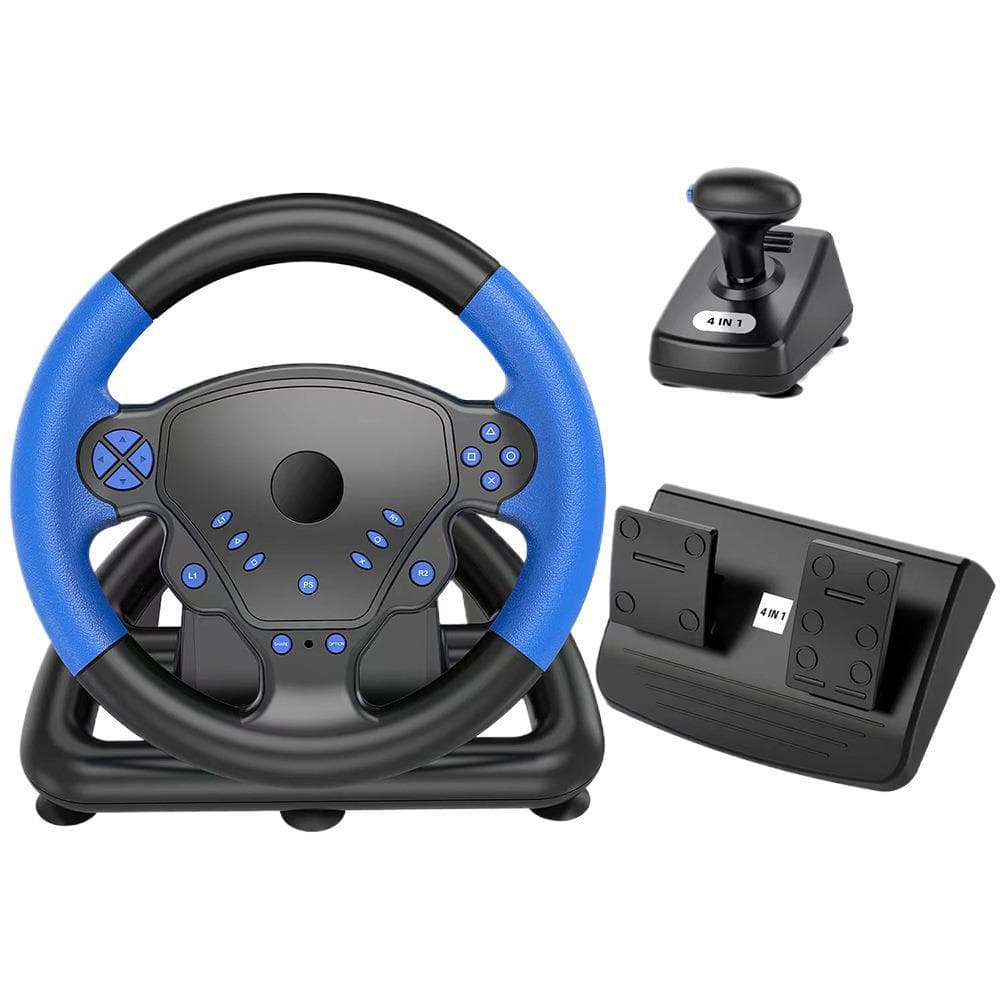 PS4 Racing Steering Wheel 4-in-1 Steering Wheel Compatible with PC/Android/PS3