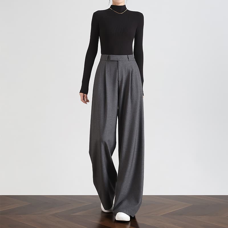 Gray Suit Trousers for Women Tall Plus Size Wide Leg Pants Summer Draped Casual Pants 2026 New Floor-Length Pants