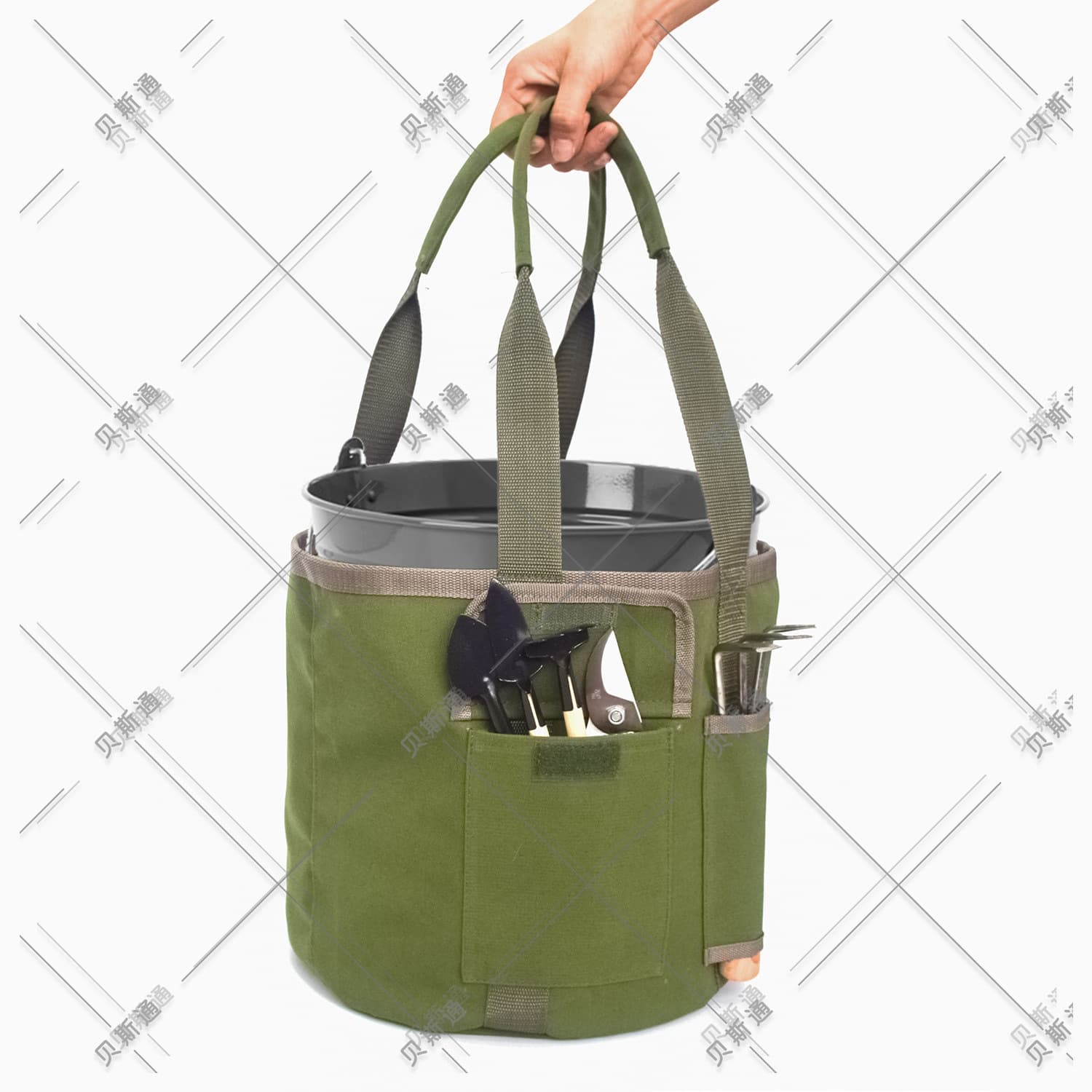 Water-resistant Canvas Handheld Garden Tool Bag Gardening Tool Bucket Bag Garden Tool Bag Cross-border