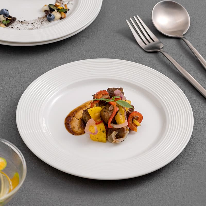 Pure White Ceramic Steak Plate Nordic Home Pasta Plate Cake Dessert Plate Western Food Plate Hotel Plate