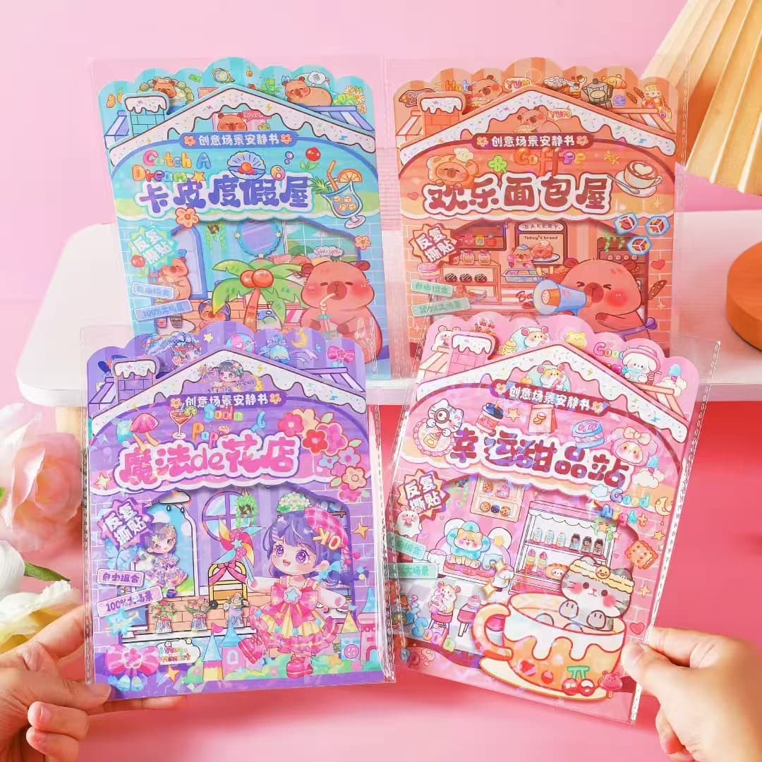 Creative Scene Quiet Book, New No-Cut DIY Sticker Book for Elementary School Girls