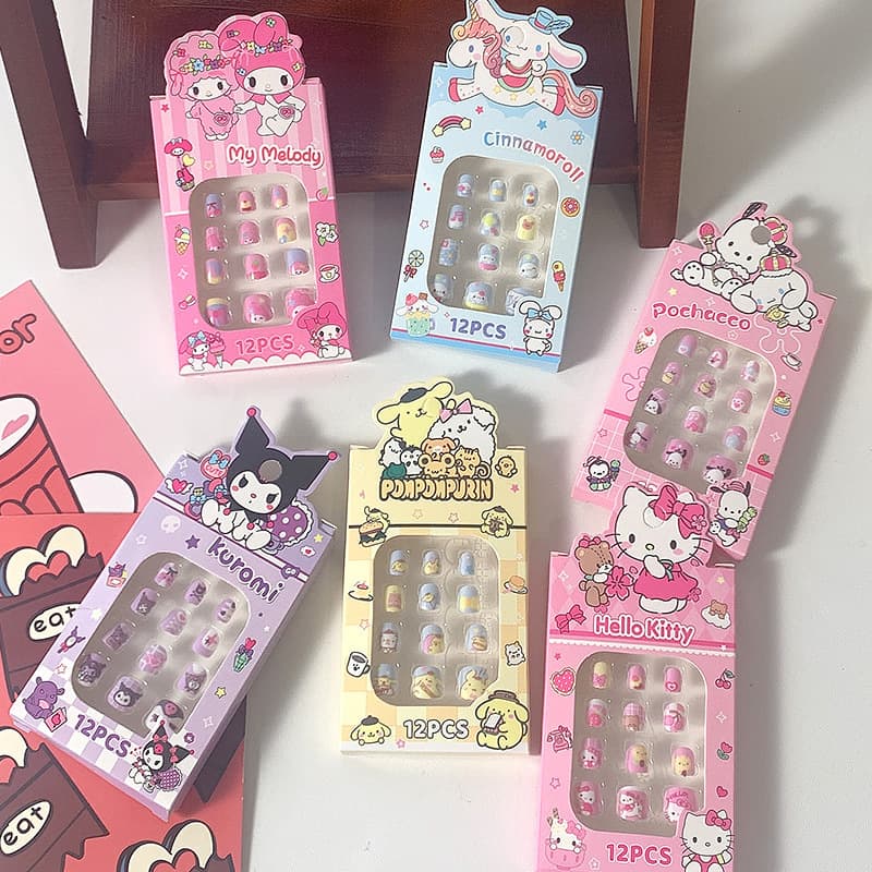 Kuromi Children's Nail Stickers for Girls, Cute and Adorable Removable Nail Tips, Sweet and Lovely Wearable Nails