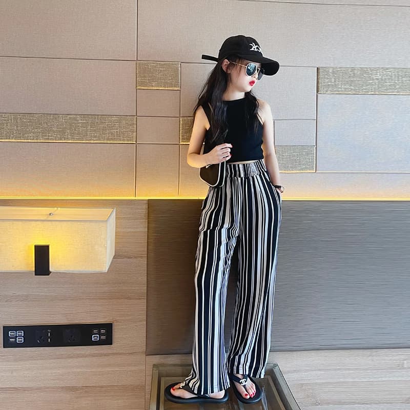 [High-quality children's clothing] The fabric is soft and caress for the skin. Official photo (ice silk thread) girls' wide-leg pants for summer girls.